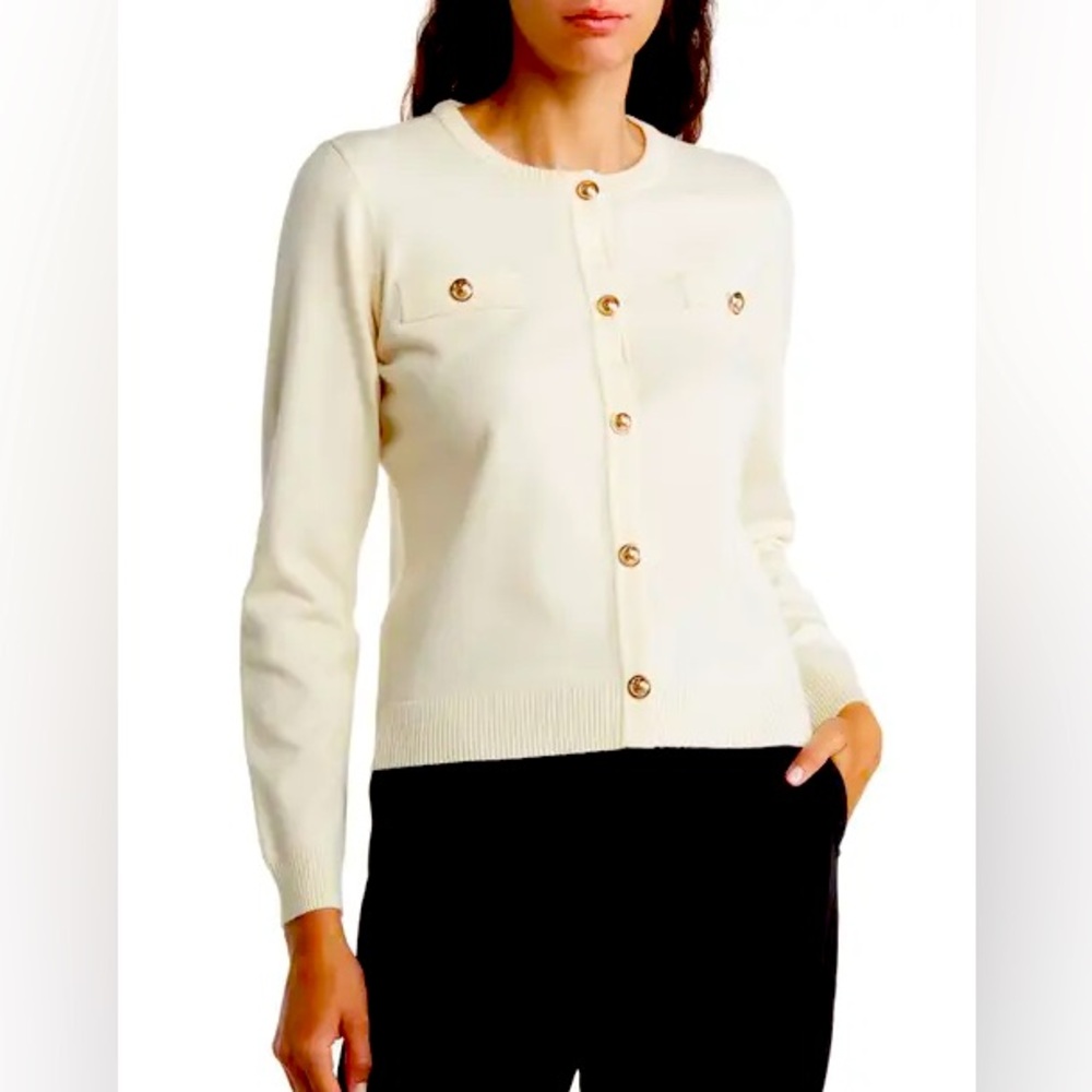 Sioni Cream Button-Up Cardigan